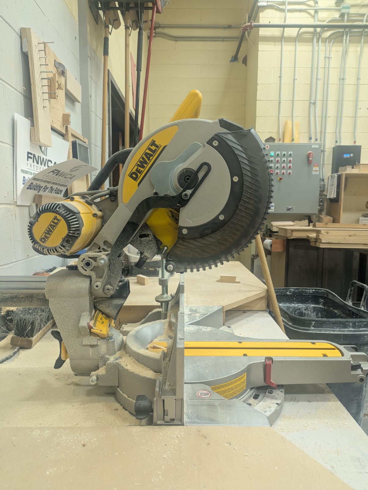 DeWalt miter saw in workshop